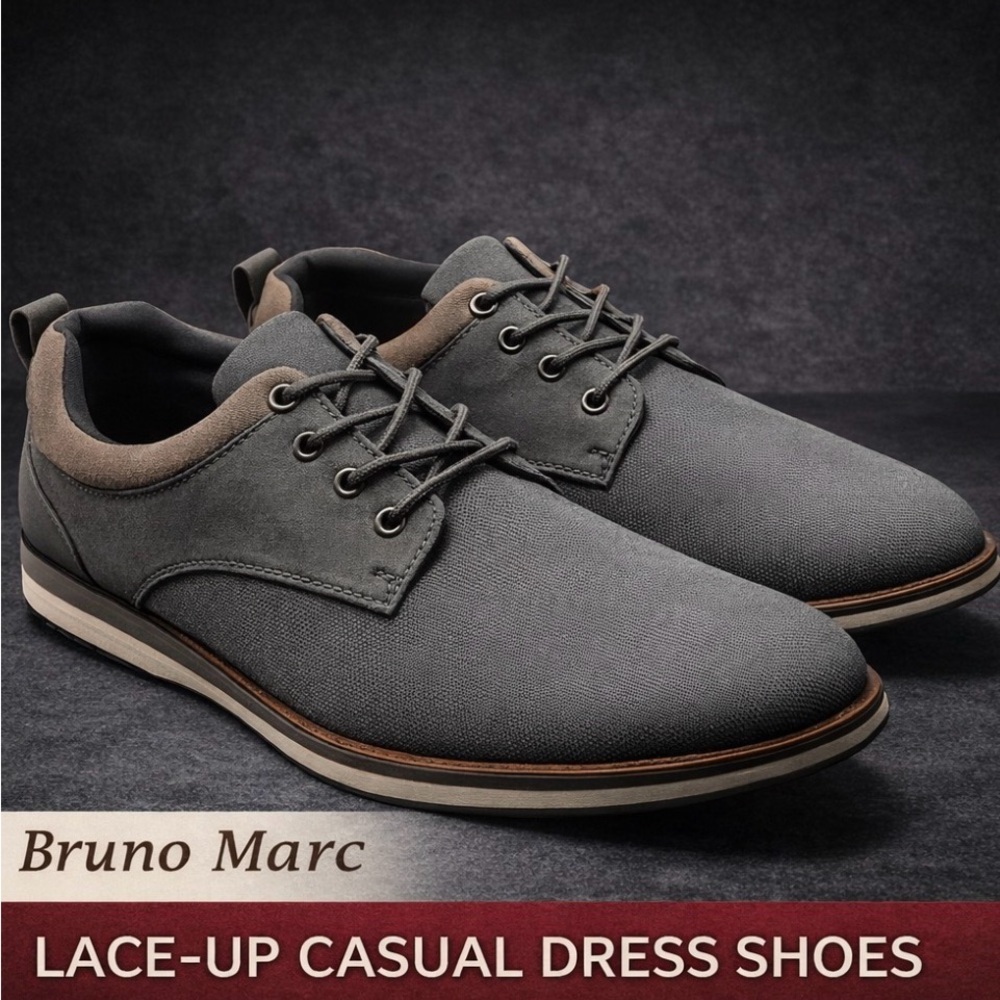 Bruno Marc Gray Casual Dress Shoes Men's 10 - Picture 1 of 6